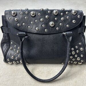 Charm And Luck Studded Black Tote Hand Bag Purse